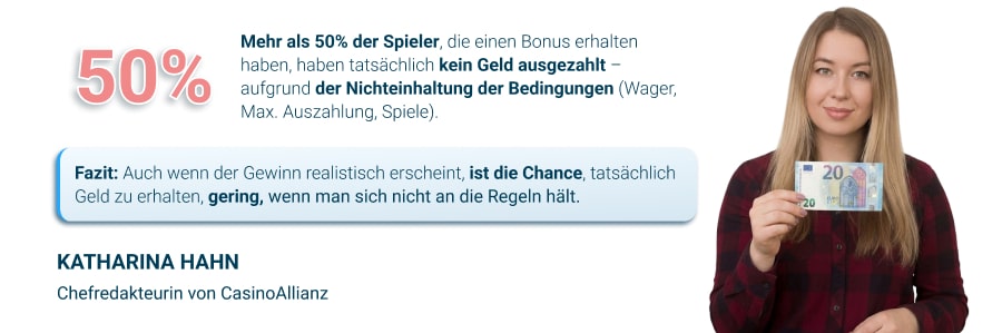 20 Euro Bonus Fehler bei der Auszahlung