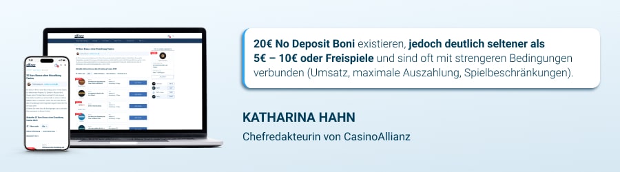 20 Euro Bonus Popularität in Casinos