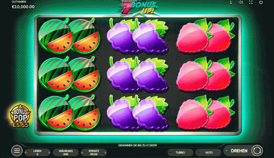 7 Bonus Up Slot Spielefeld