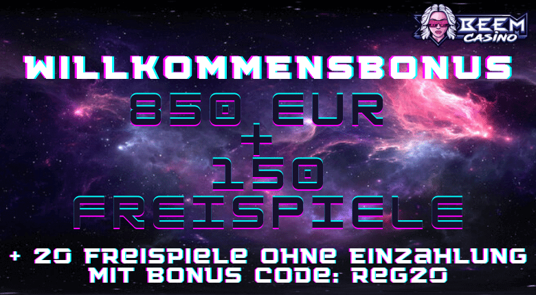 BEEM Casino – 350% bis zu 850 Euro + 150 FS Bonus