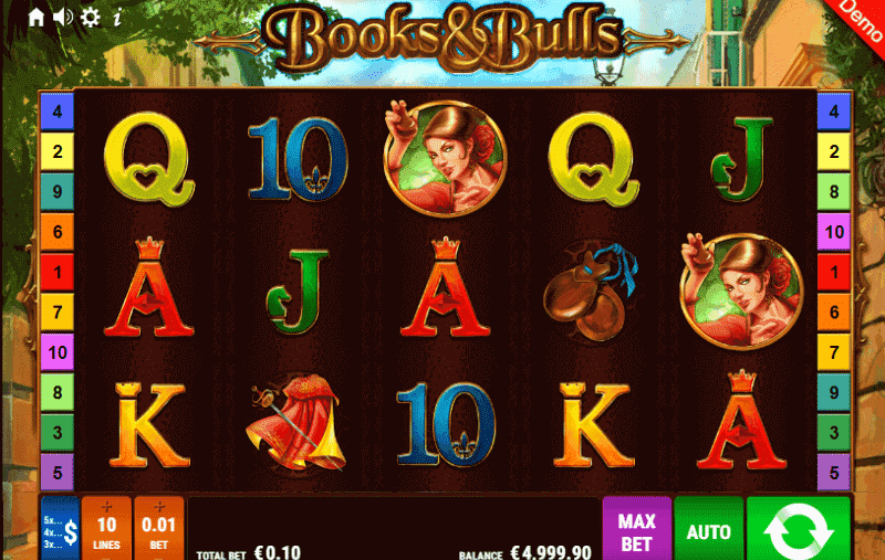 Books and Bulls Slot Spielefeld