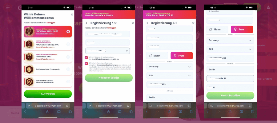 Casino Infinity Registrierung