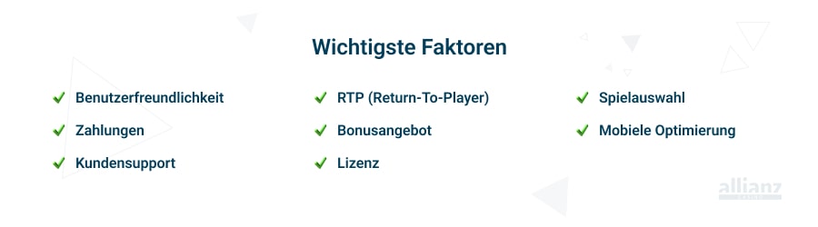 Faktoren für die Auswahl des Online Casinos