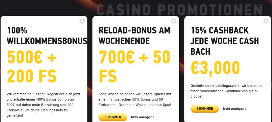 fezbet Casino Bonus