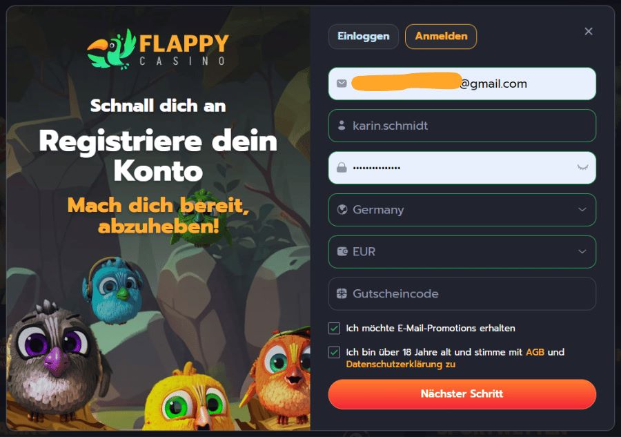 flappy registrierung