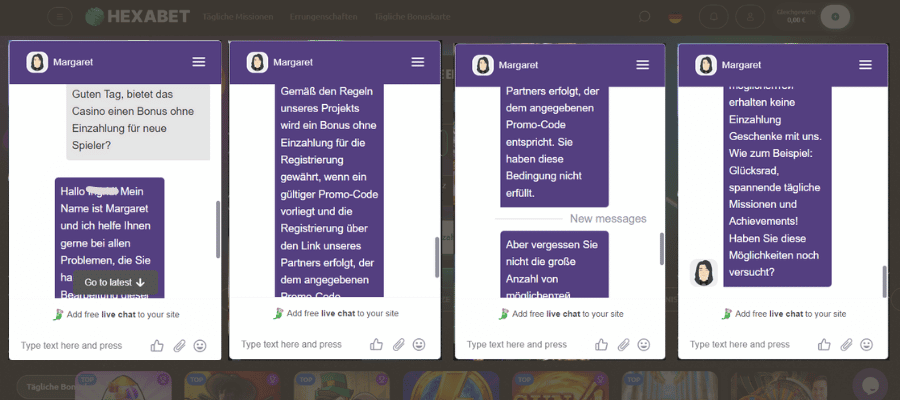 Hexabet Casino Live Chat