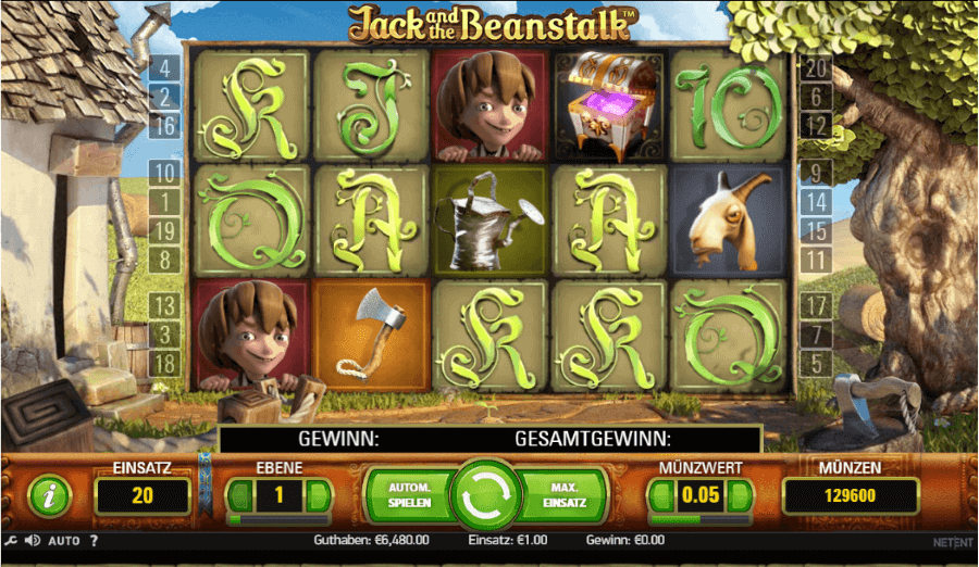 Jack and the Beanstalk Slot Spielfeld
