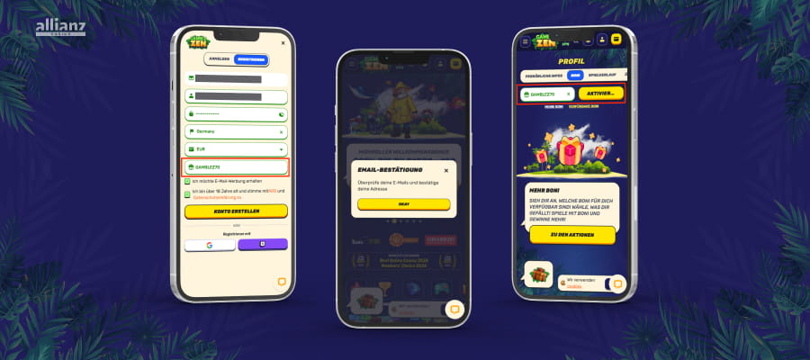 Gamblezen Online casino Registrierung und Bonus Code Aktivierung