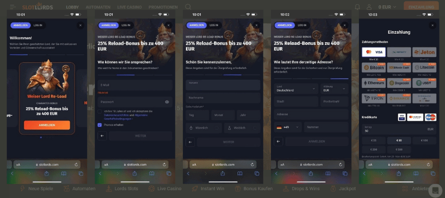 SlotLords Casino Registrierung