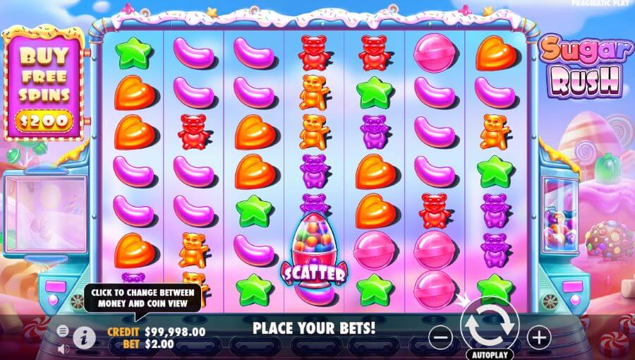 Sugar Rush Slot Spielefeld
