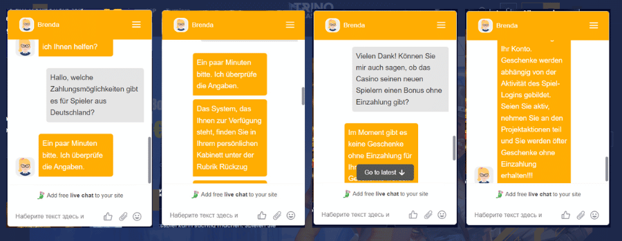 Trino Casino Live-Chat